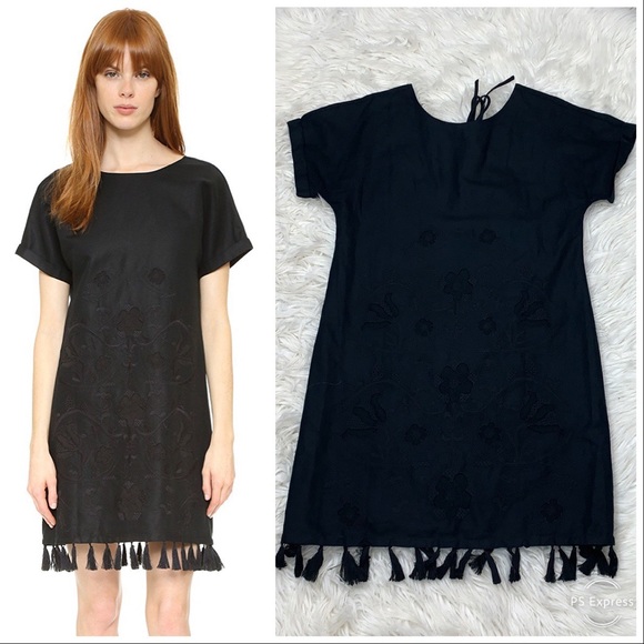 Madewell Dresses & Skirts - Madewell embroidered tassel tee dress black XS